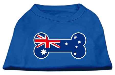 Bone Shaped Australian Flag Screen Print Shirts Blue Med